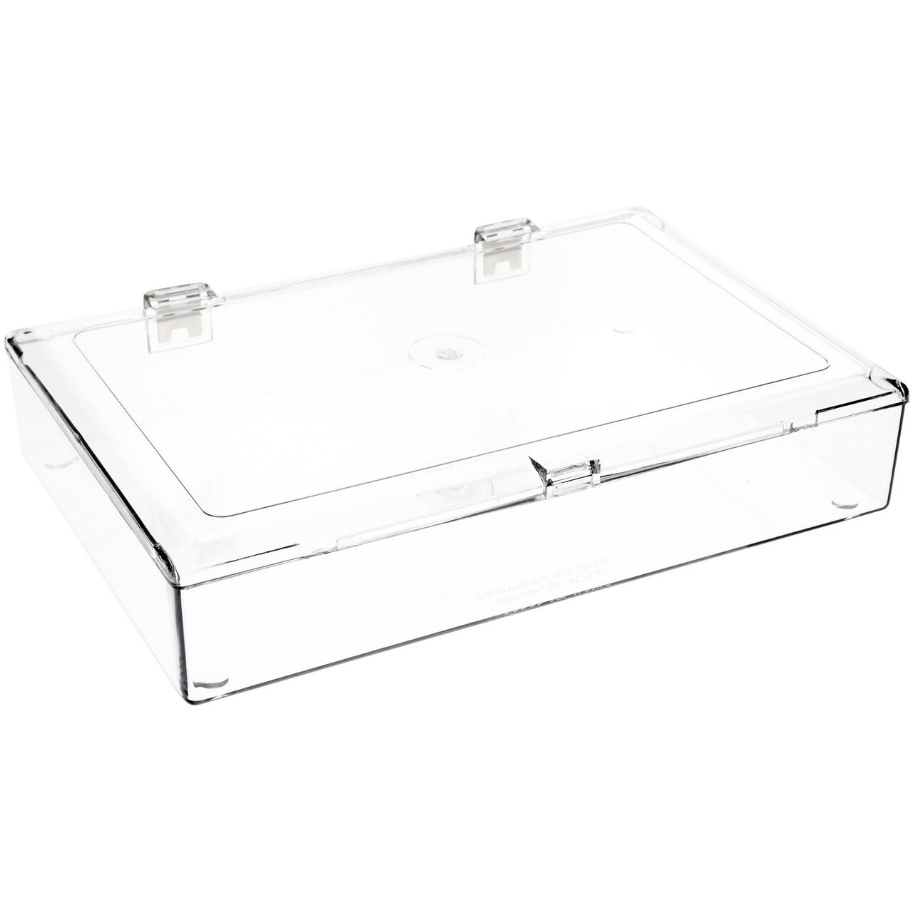 Pioneer Plastics 600C Clear Rectangular Plastic Hinged Container, 9.5" W x 6.25" D x 1.5625" H